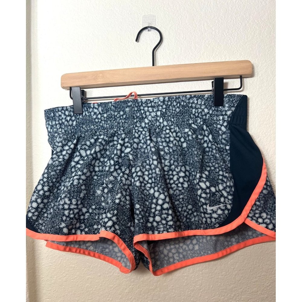 Nike Dri Fit Running Shorts Lined Medium Blue/White/Orange Pattern